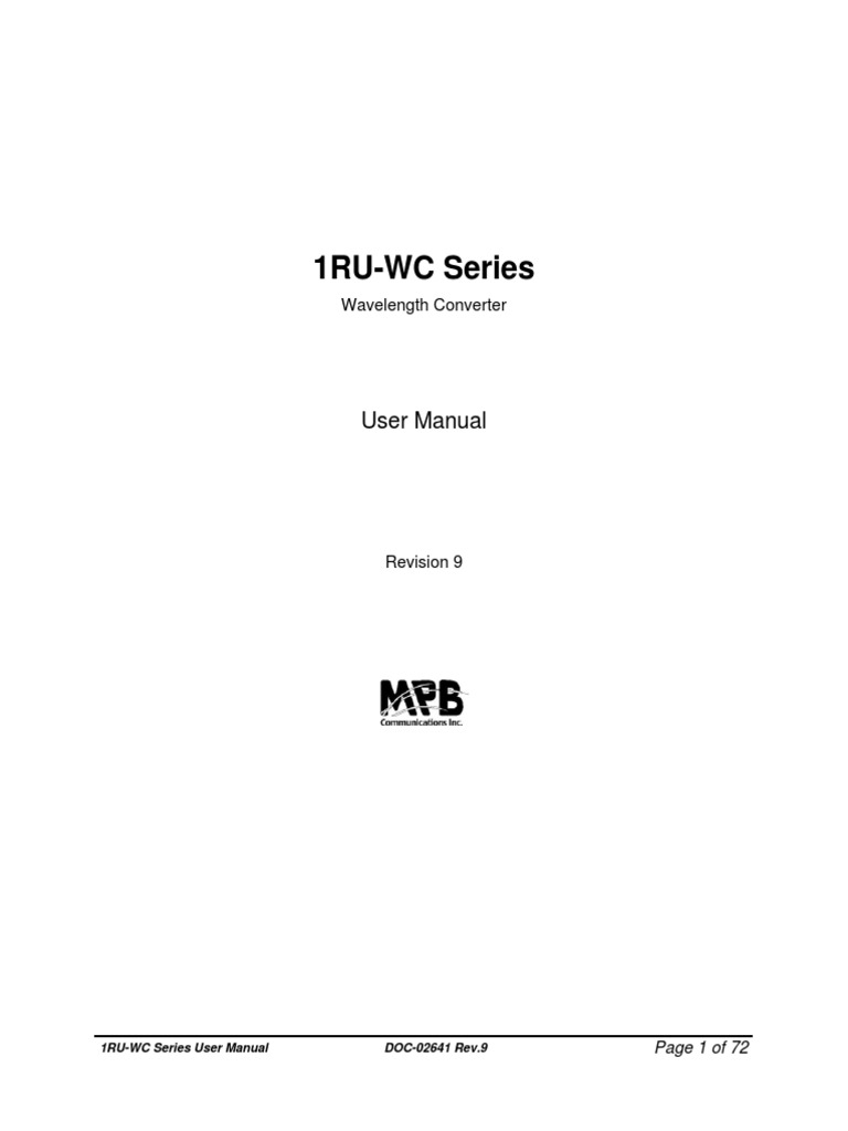 DOC-02641 Rev.9 1RU-WC Series User Manual | PDF | Technology & Engineering