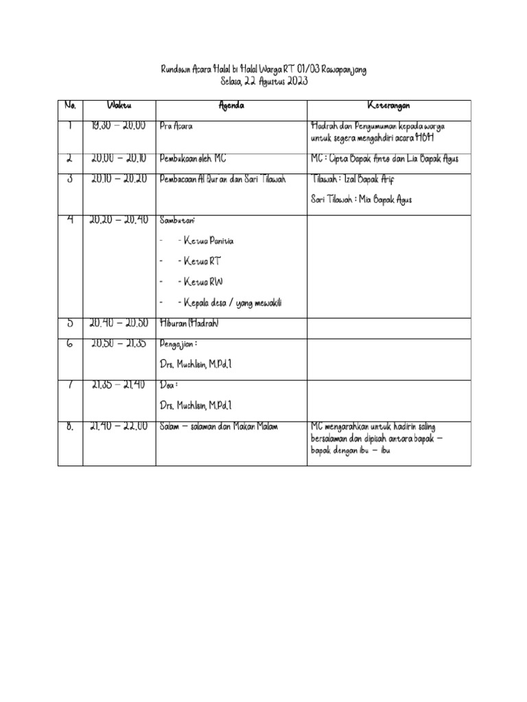 Rundown Acara Halal Bi Halal Pdf