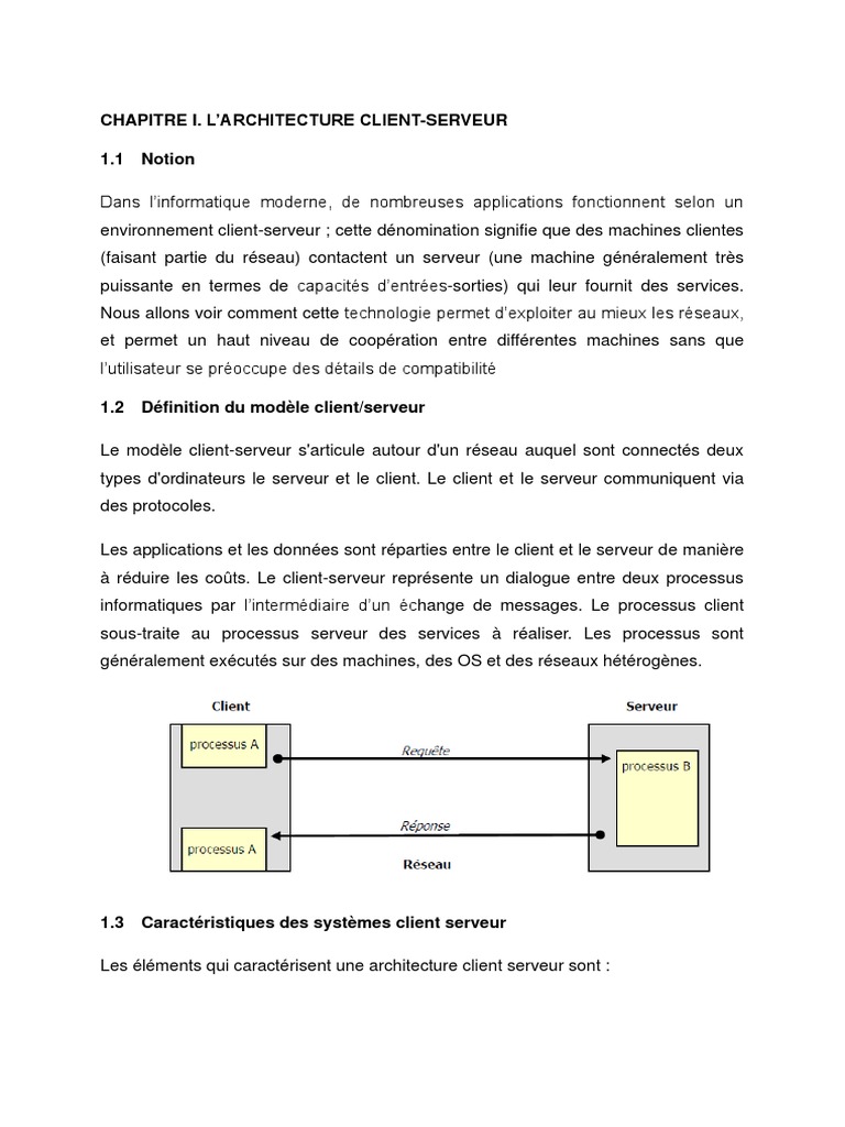 Chapitre I. L'architecture Client-Serveur | PDF | Ordinateurs