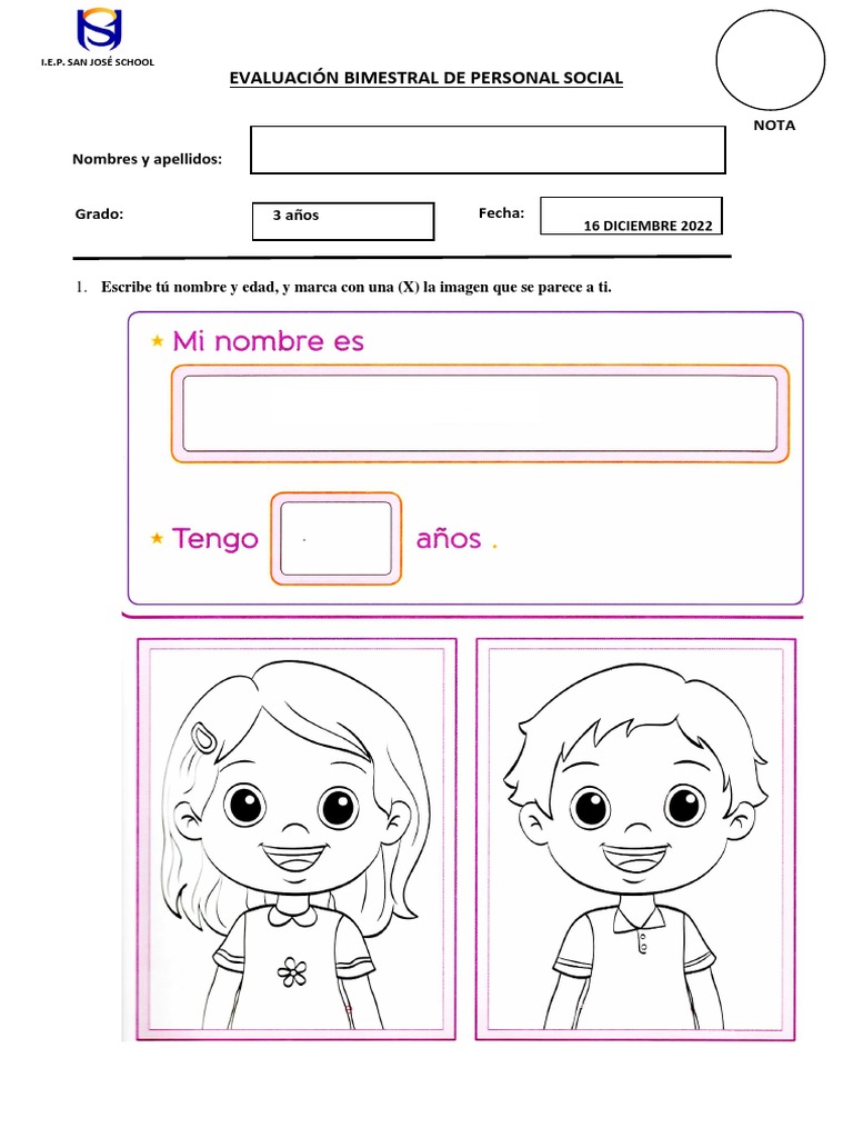 Examen IV Bimestre Personal Social 5 Años | PDF | Artes del Lenguaje y ...