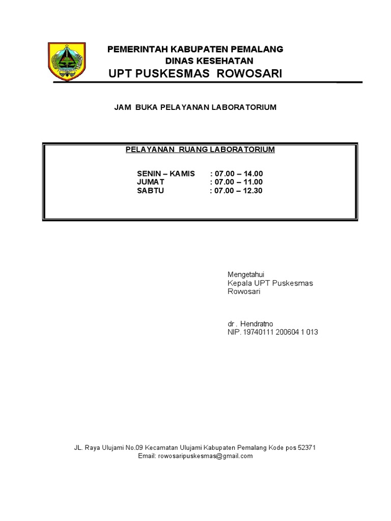 Jam Buka Pelayanan Lab PDF