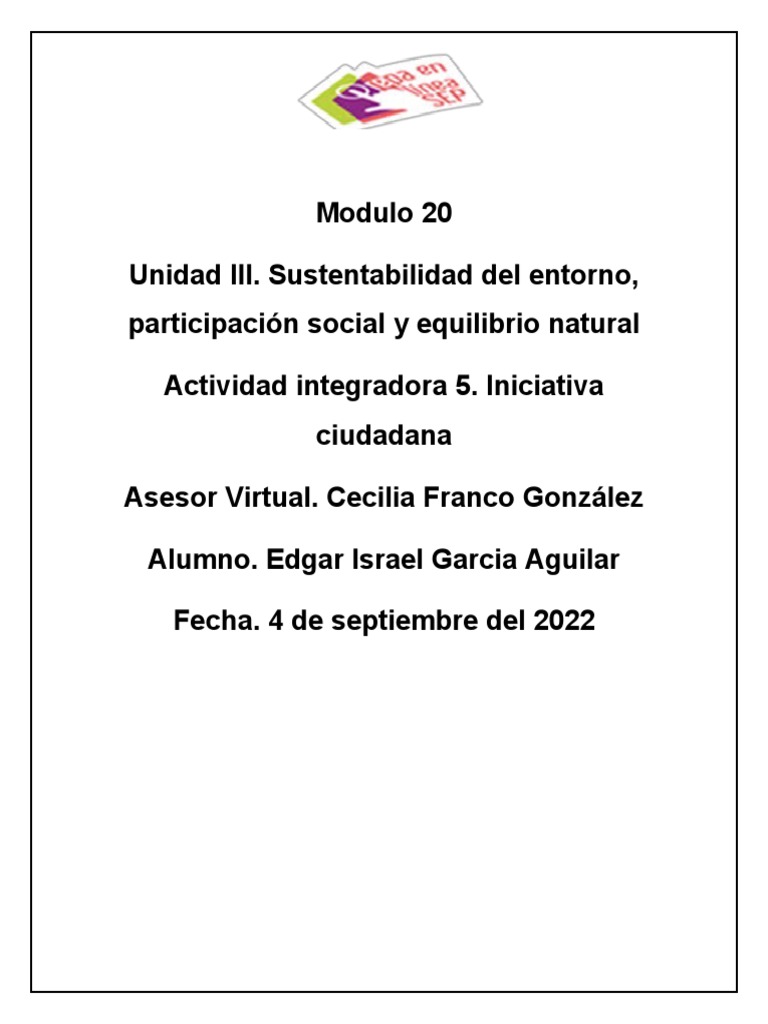 Actividad Integradora 5 Modulo 20 Semana
