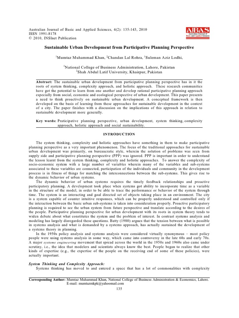 Participative Planning for Urban Sustainability | PDF | Sustainability ...