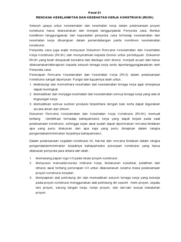 RK3K: Rencana Keselamatan Konstruksi | PDF