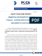 Comunicat Presa Finalizare Proiect