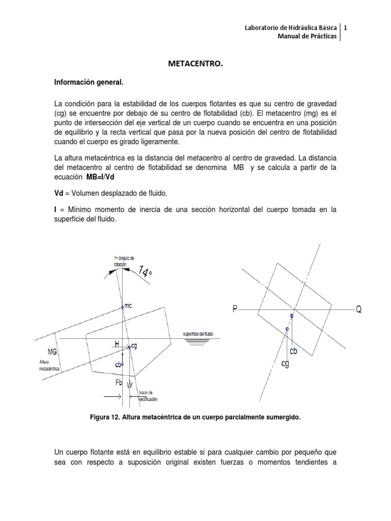 Estabilidad y Metacentro en Cuerpos Flotantes | PDF | Flotabilidad ...