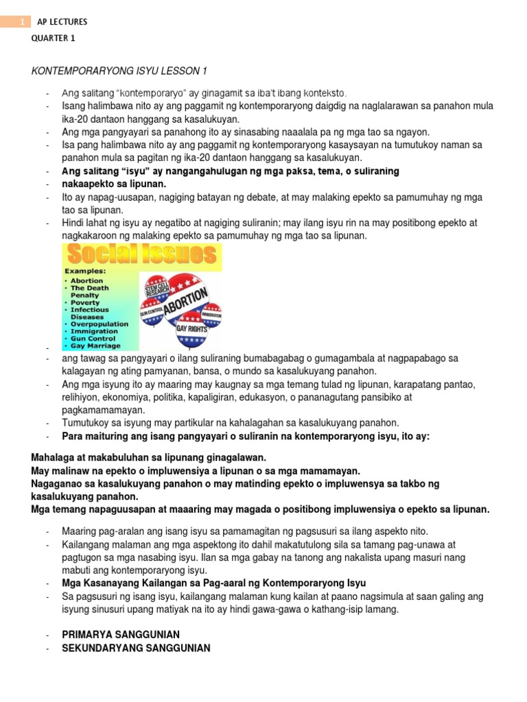 Ap Lectures Quarter 1 | PDF
