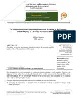 The Main Issues of The Relationship Between The Servicing of The Economy and The Quality of Life of The Population of The Region