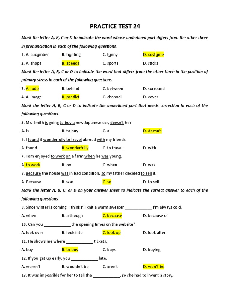 Practice Test 24 | PDF