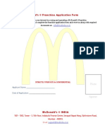 McDonald's Franchise Application Form