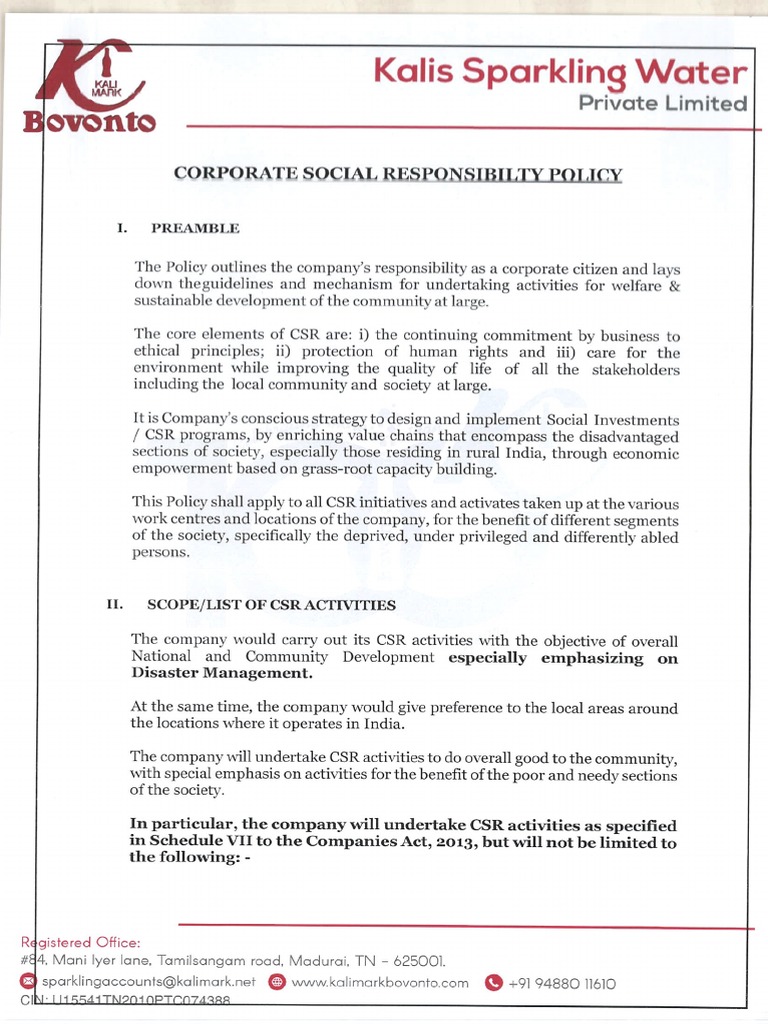 CSR Policy KSPL | PDF