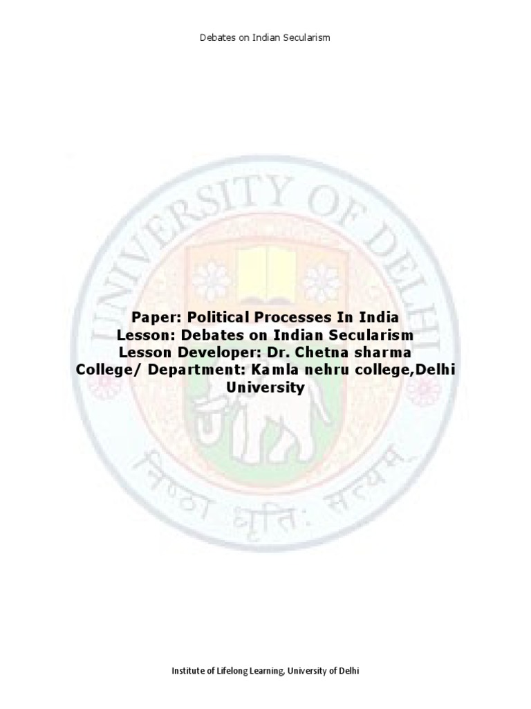 Debates On Indian Secularism Pdf Secularism Mahatma Gandhi