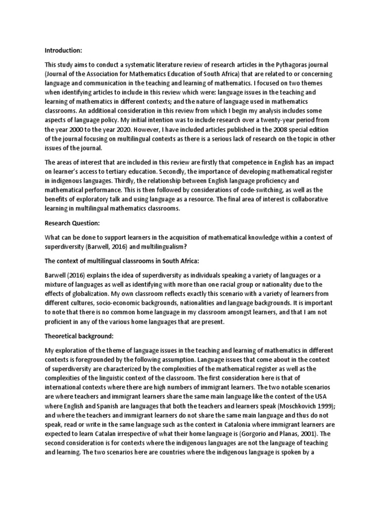 Language issues and the nature of language in the mathematics classroom