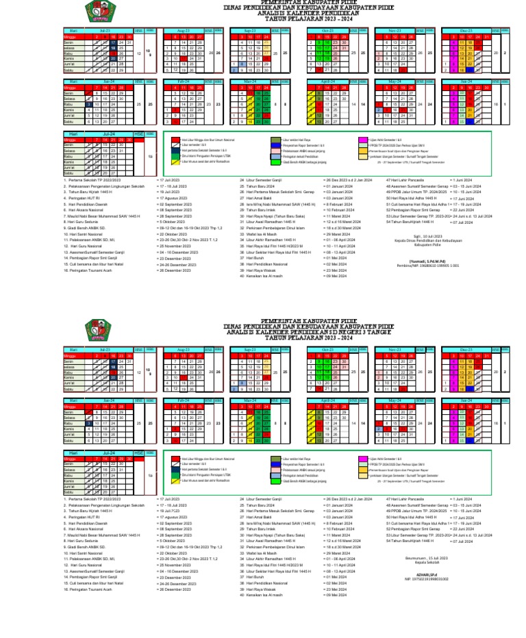 Kalender Pendidikan Tahun Pelajaran 2023-2024 Revisi | PDF