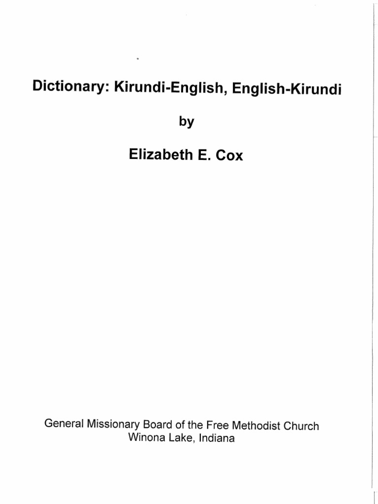 KirundiEnglish Dictionary Cox 1969 PDF