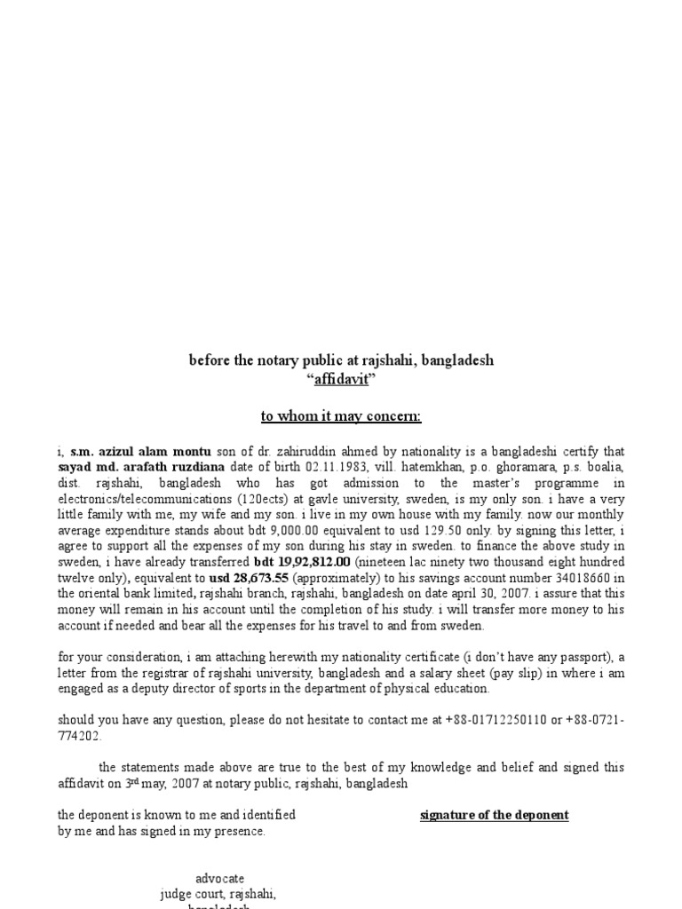  Statement of Sponsorship in Stamp Paper