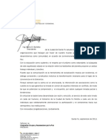 Carta Intendente de Sta.Fe por Dia de la PAZ