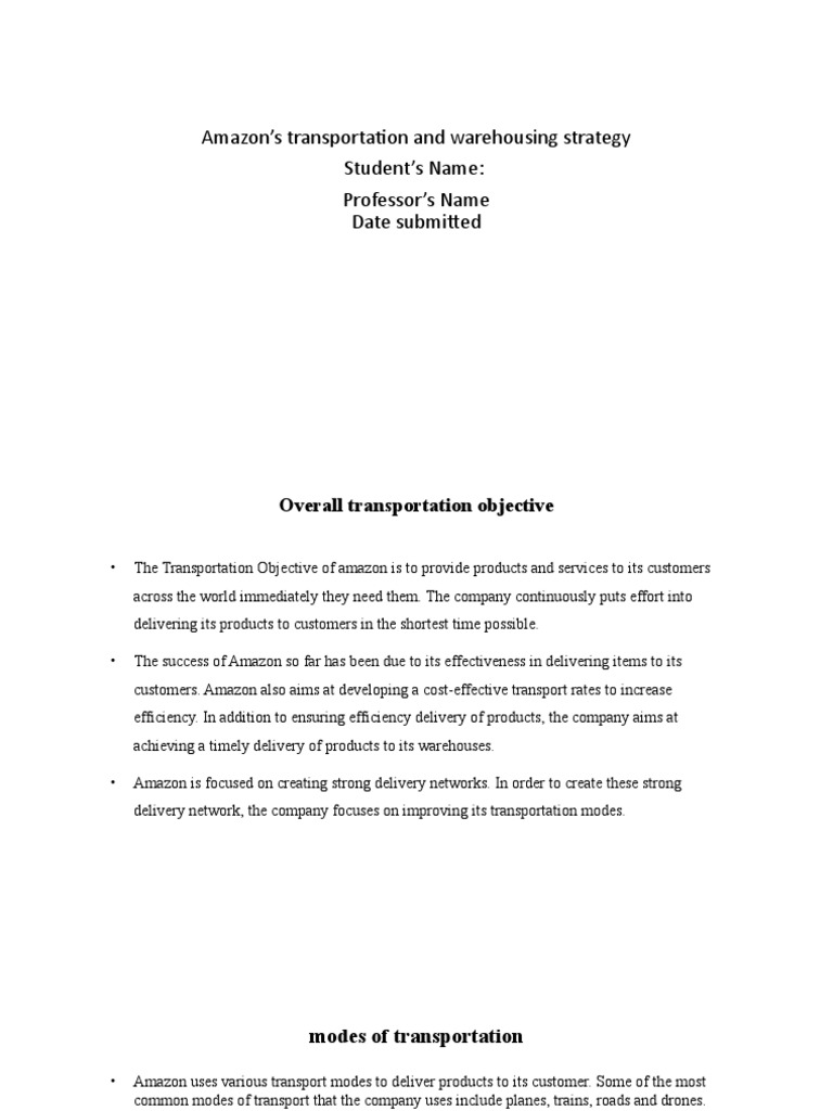Amazon's Transportation and Warehousing Strategy | PDF | Warehouse ...