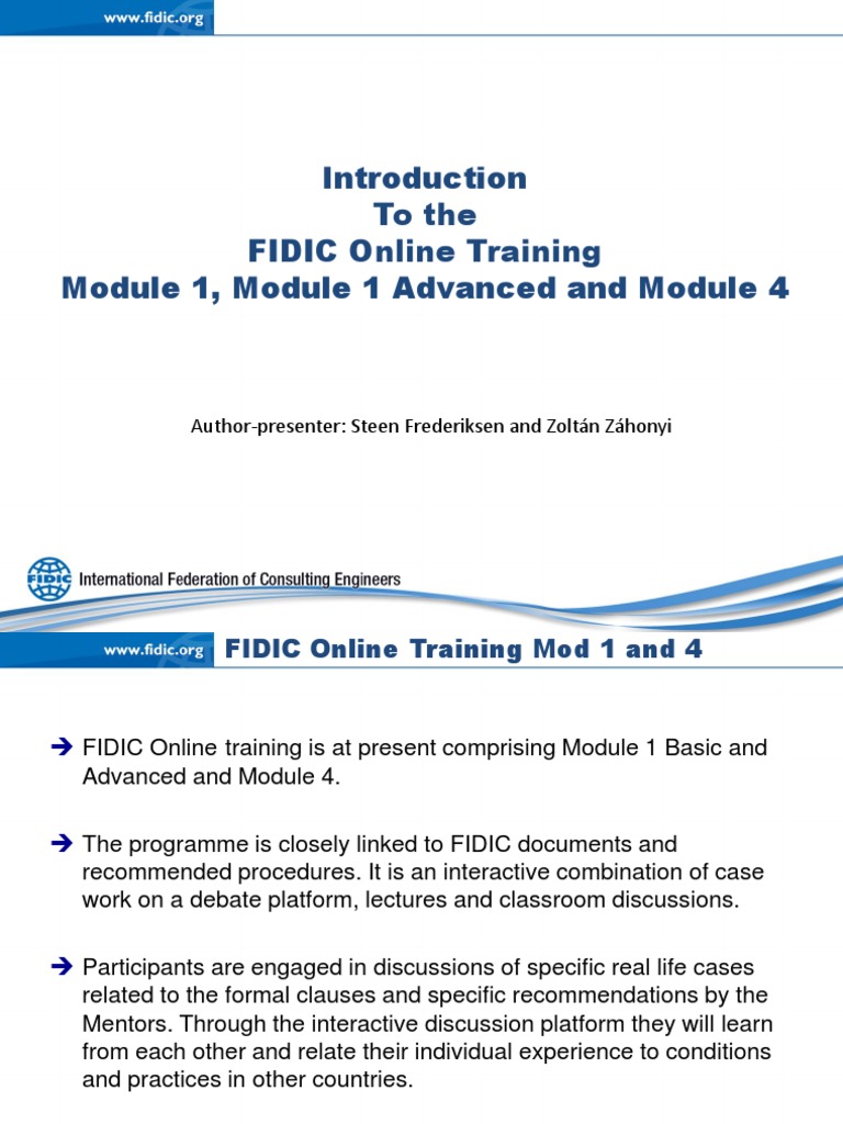 FIDIC Online Training Modules Overview | PDF | Educational Technology ...
