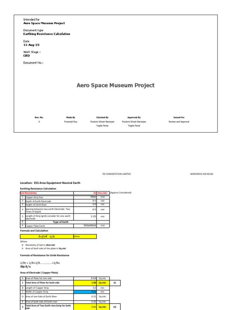 Earth Resistance Calculation PDF Electrical Resistivity And