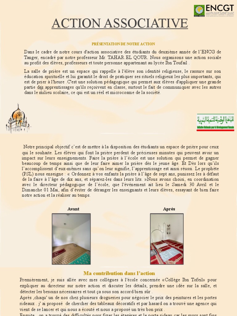 Action sociale : création d'une salle de prière | PDF | Pédagogie ...