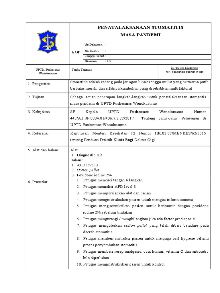 Sop stomatitis pandemi pdf