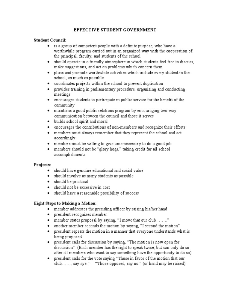Effective Student Government Guide | PDF