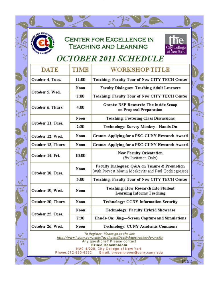 October Schedule | PDF