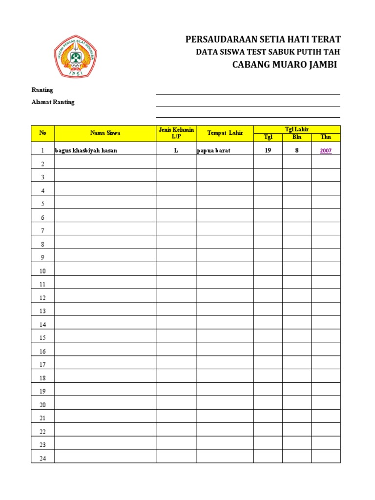 Form Data Siswa 2023-1 | PDF