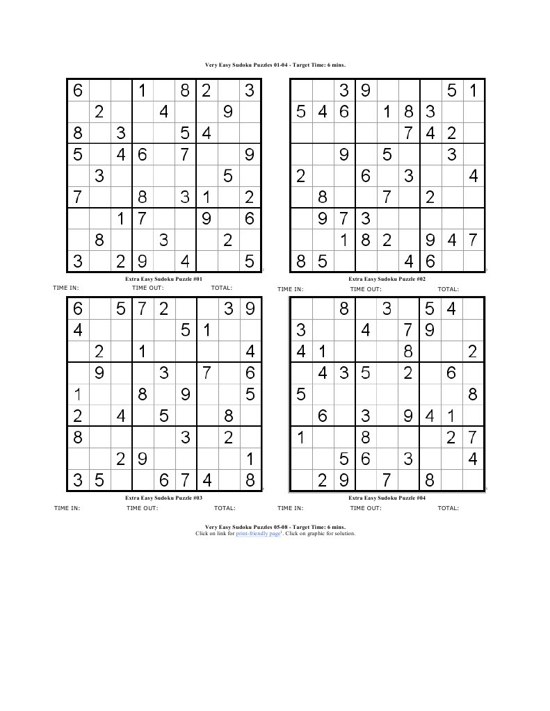 Very Easy Sudoku Puzzles 01 | PDF for Free Printable Blank Sudoku 6 Per Page Pdf