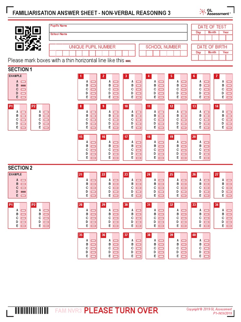 Non-Verbal Reasoning - 3 - Answer Sheet | PDF | Government Information ...