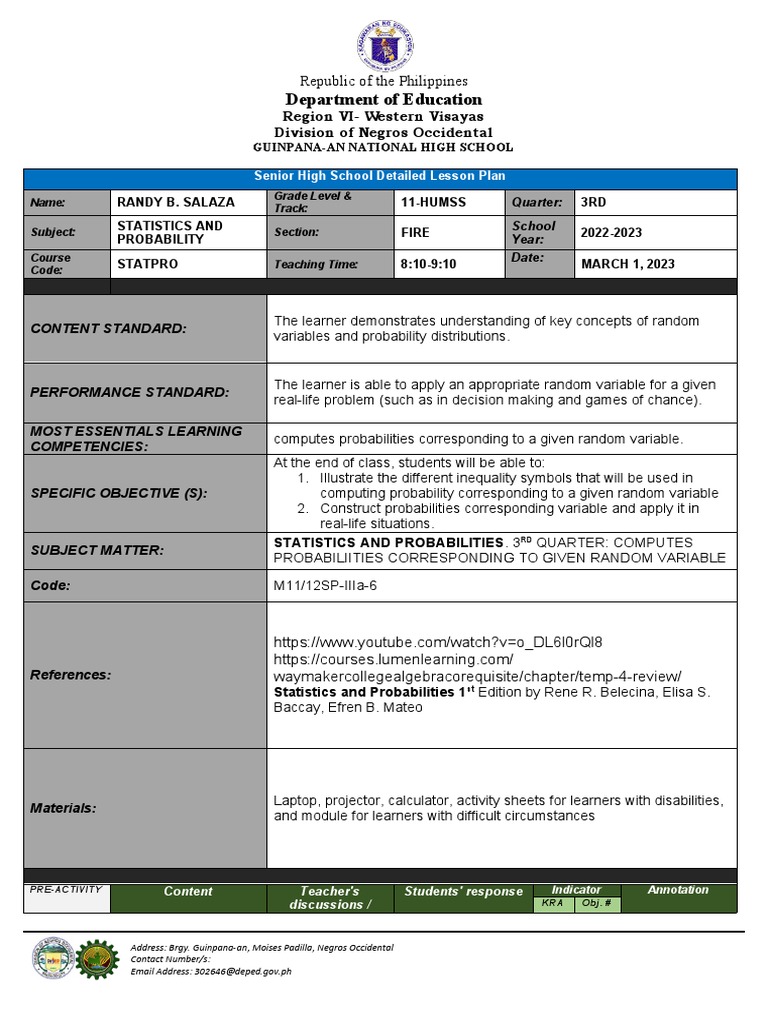 Detailed Lesson Plan | PDF | Learning | Symbols