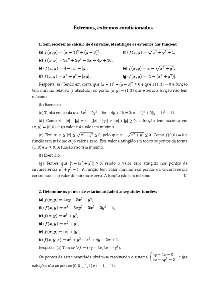 9 - Extremos | Download grátis PDF | Matemática elementar | Cálculo