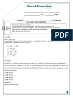 Bloco de Recuperação. 8° Ano