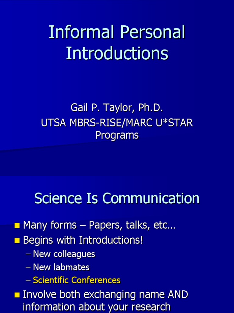 Mastering Personal Introductions in Science | PDF | Science | Science ...