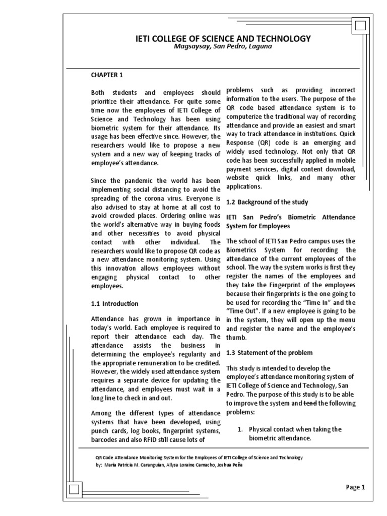 QR Code Attendance System for IETI Employees | PDF | Qr Code | Barcode
