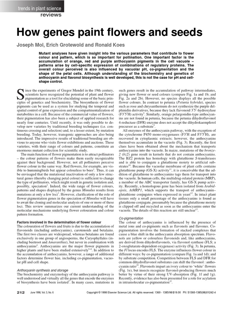 Mol Et Al. 1998 How Genes Paint Flowers and Seeds PDF