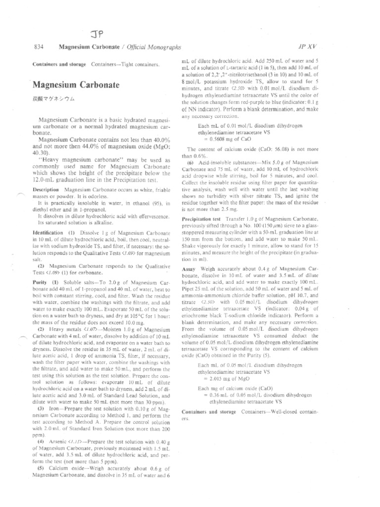 Magnesium Carbonate JP PDF Magnesium Solubility