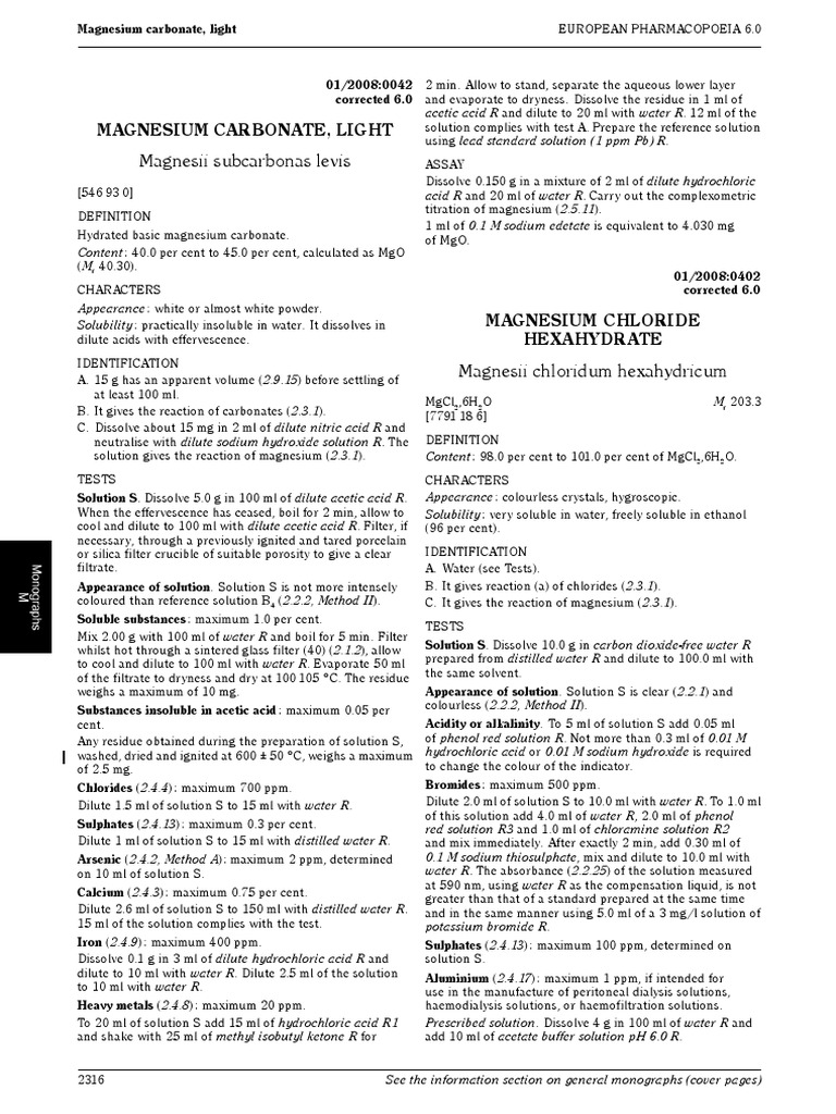 Magnesium Chloride Hexahydrate PDF Solubility Magnesium
