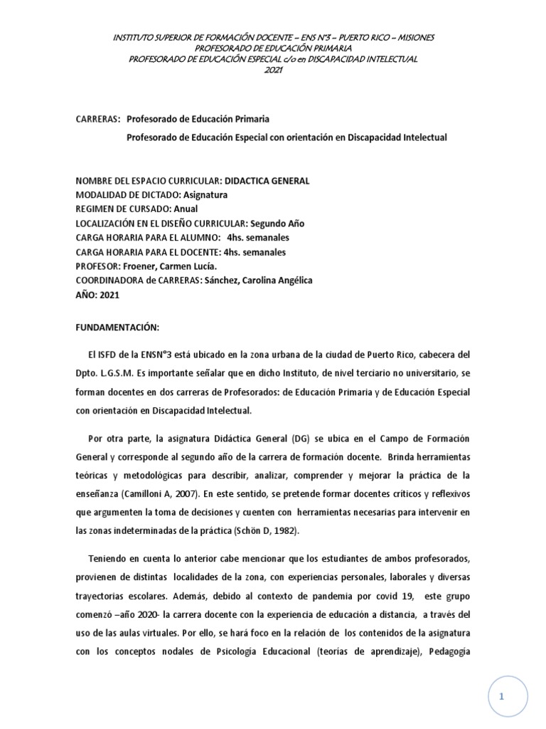 Planificacion Didactica General 2do An O PEP PEE 2021 PDF Ense ando 