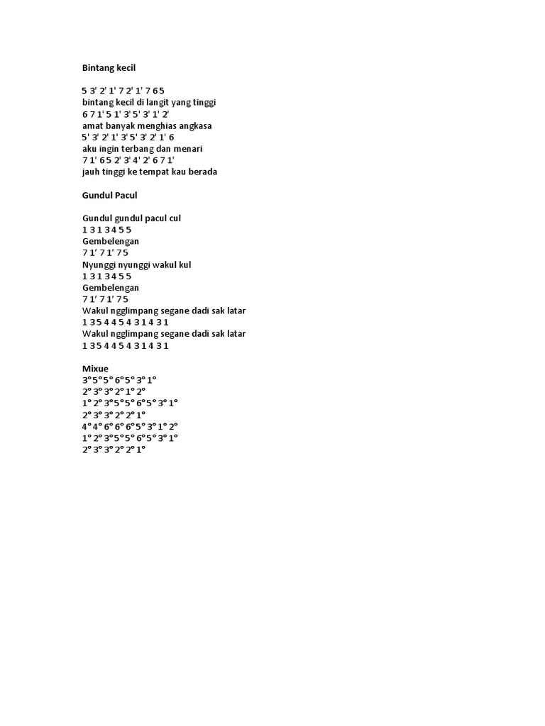 Kalimba Notasi | PDF