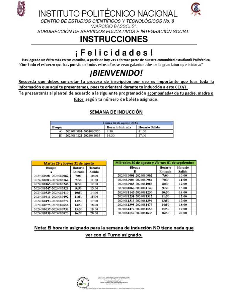 Instrucciones Para El Proceso De Inscripción Pdf