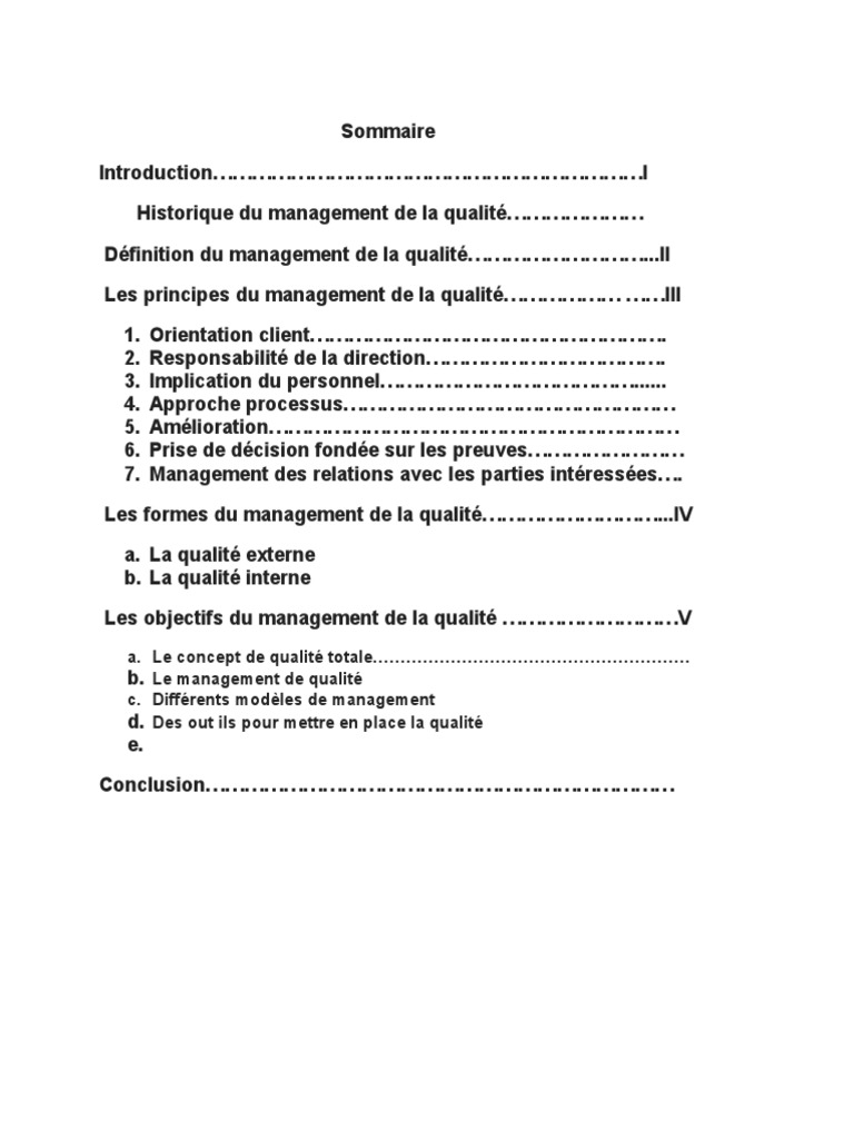 Management de la qualité : principes et enjeux | PDF