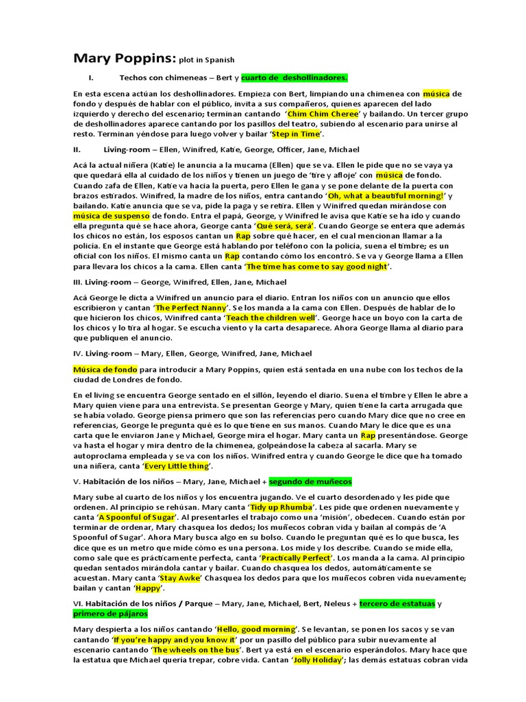 Mary Poppins plot in Spanish PDF