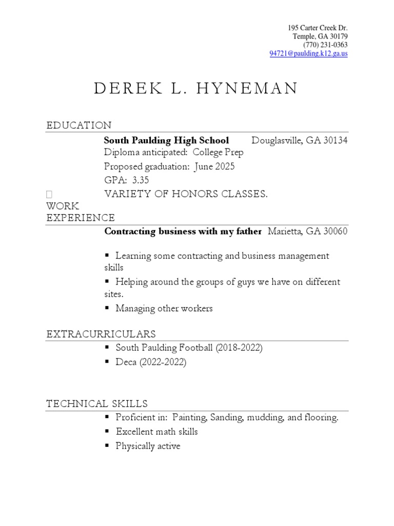 Sample High School Resume 1 PDF - 1695703500