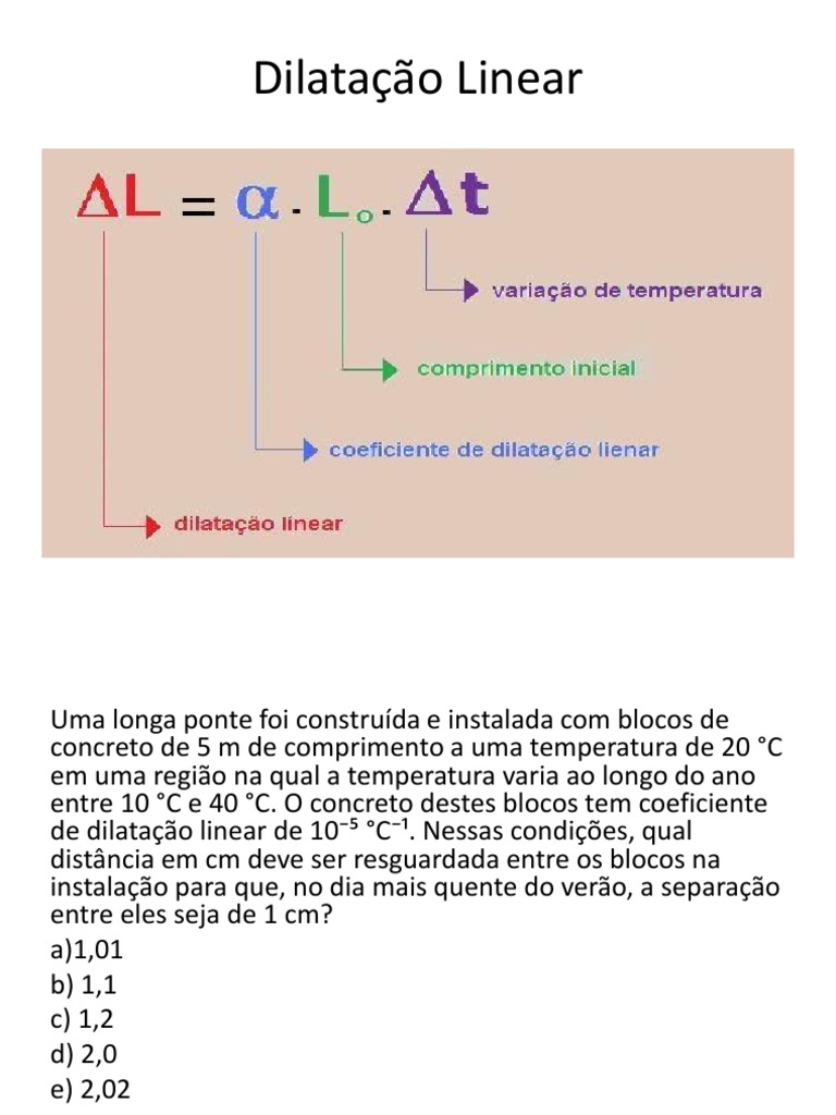 Dilatação Linear | PDF | Expansão térmica | Ciências Físicas