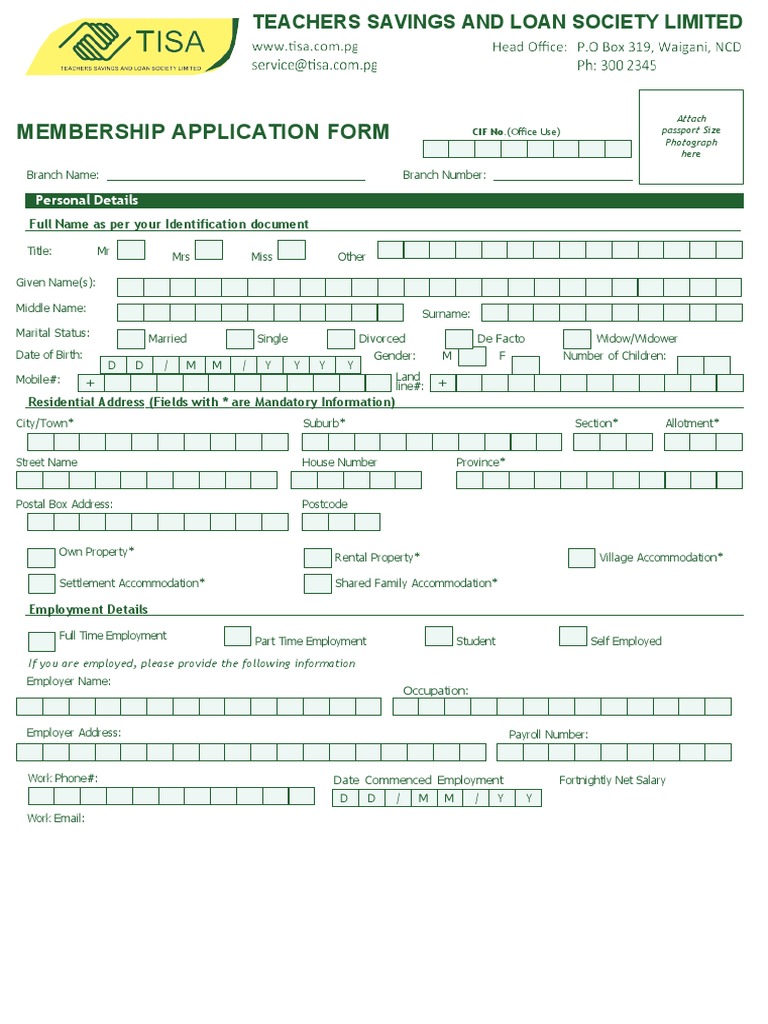 Teachers Savings Loan Membership Form | PDF