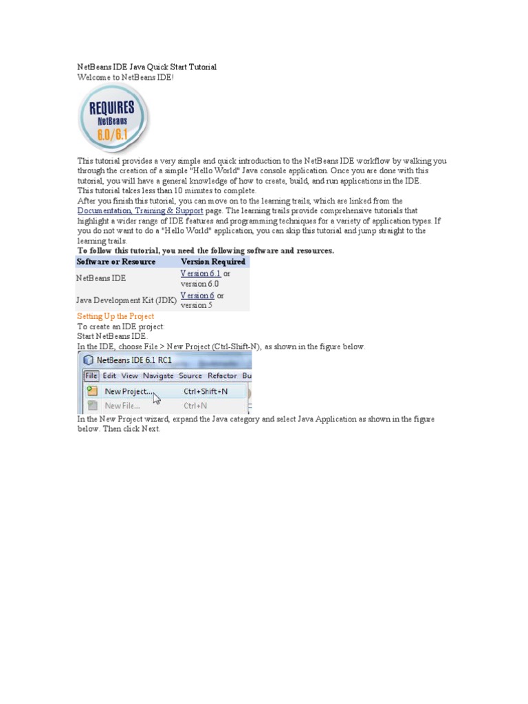 NetBeans IDE Java Quick Start Tutorial | PDF | Net Beans | Applications ...
