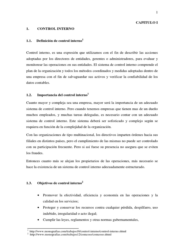 Importancia y Componentes del Control Interno | PDF | Contabilidad ...