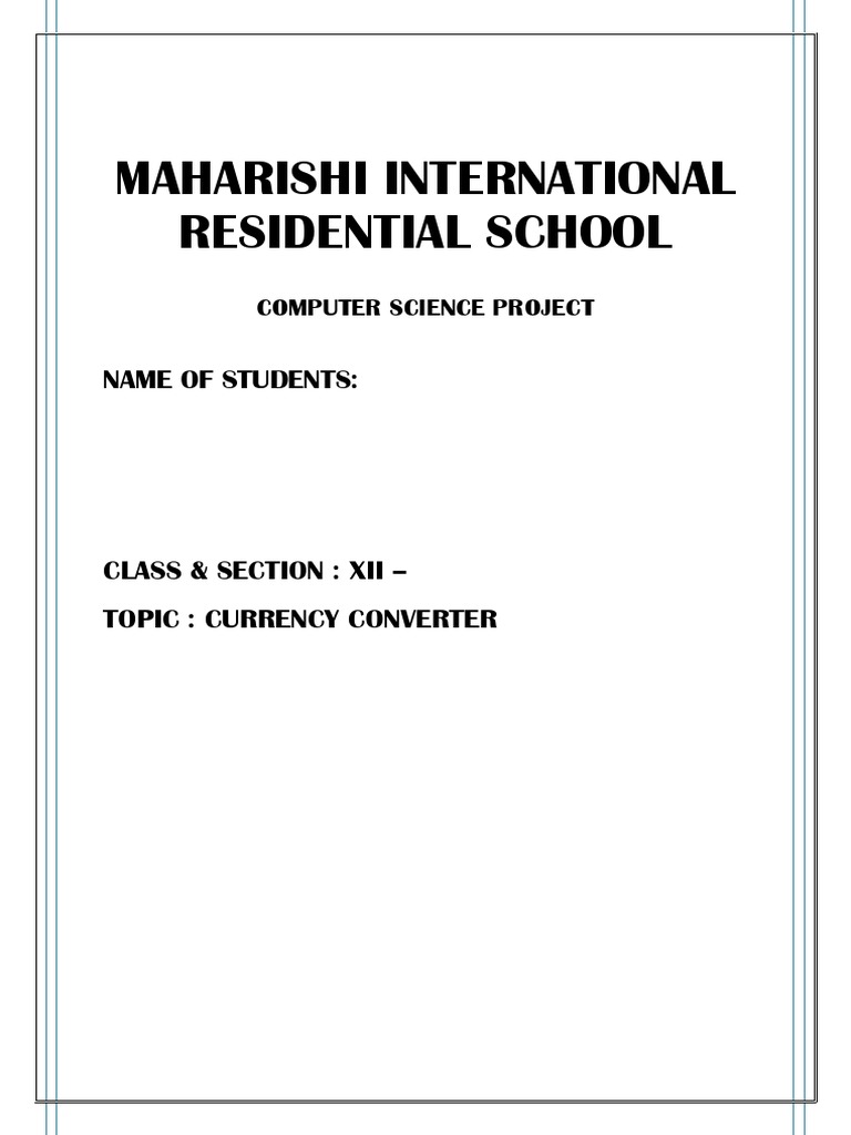 Currency Converter Project in Python | PDF
